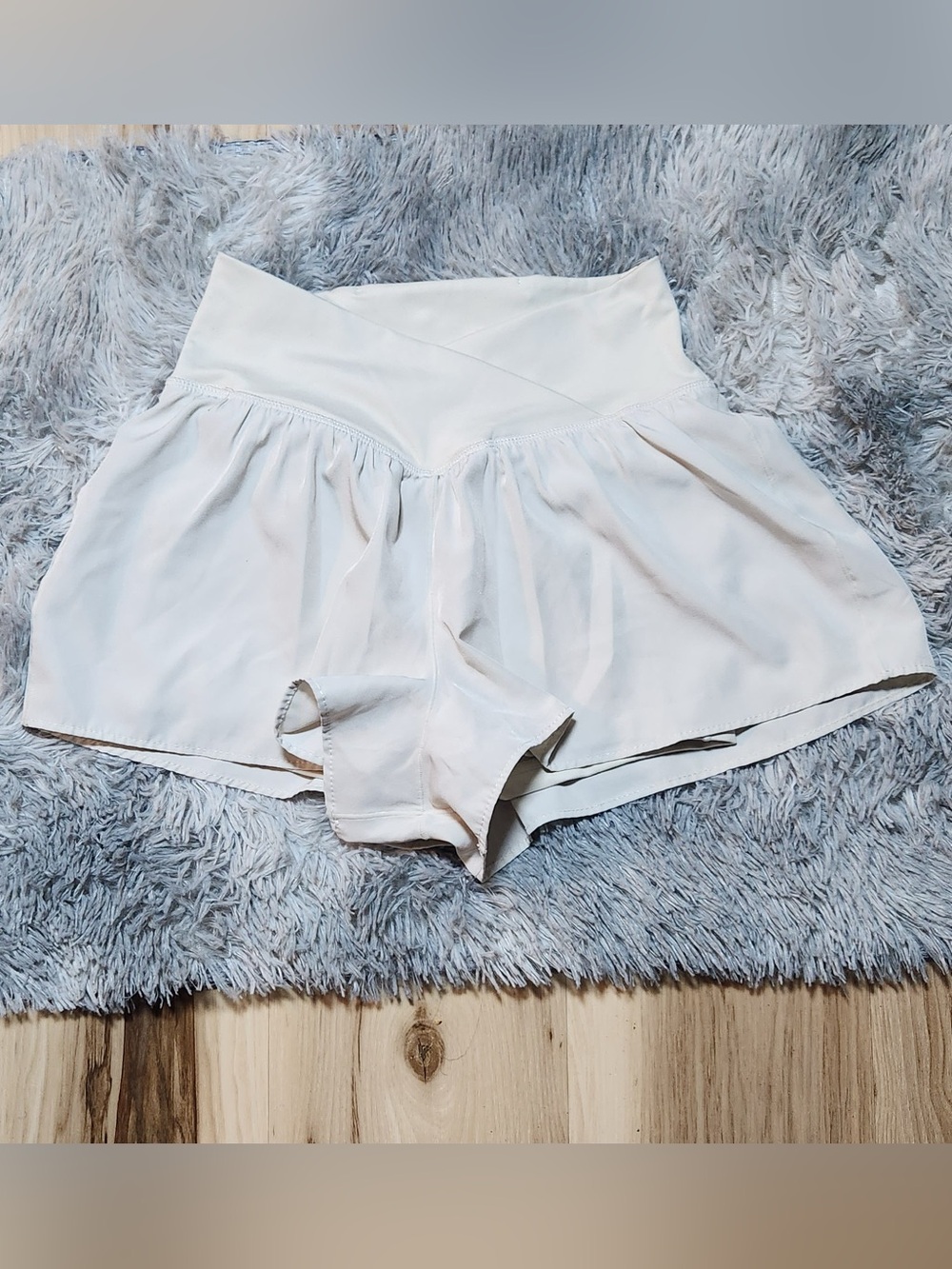 Women’s High-Waist Cream Lounge Shorts with Soft Elastic Band